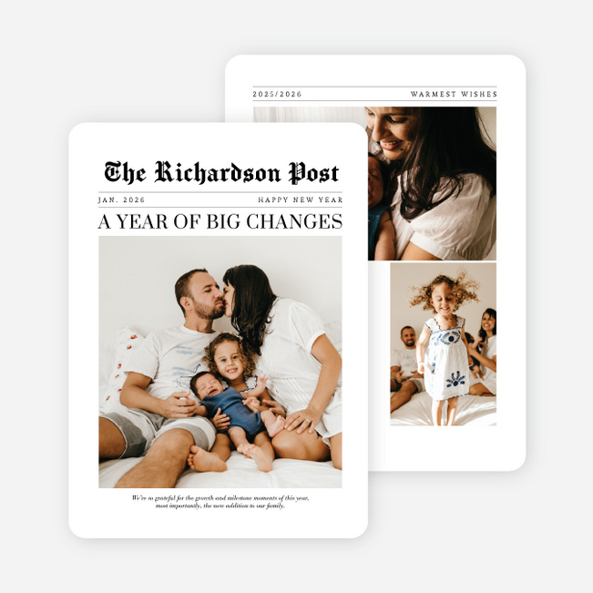 Headline Moment New Year Cards and Invitations - Black