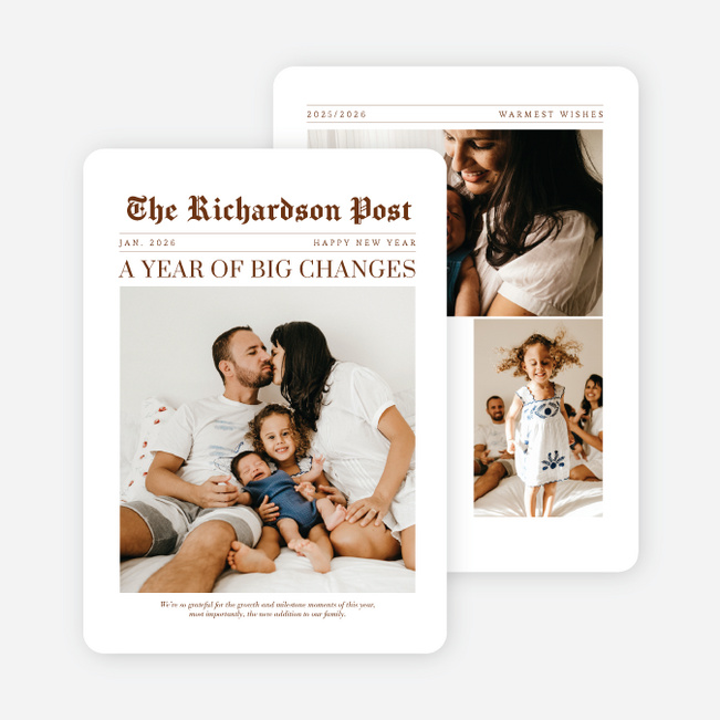 Headline Moment New Year Cards and Invitations - Brown