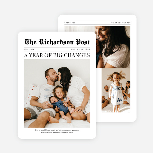 Headline Moment New Year Cards and Invitations - Black