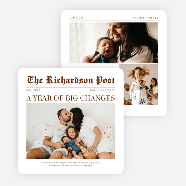 Headline Moment New Year Cards and Invitations - Brown