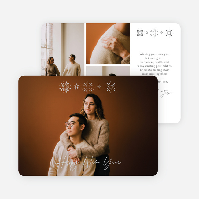 Lightly Hung New Year Cards and Invitations - Gray