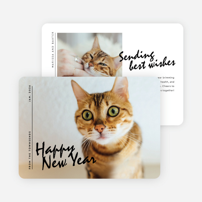 Purely Present New Year Cards and Invitations - Black