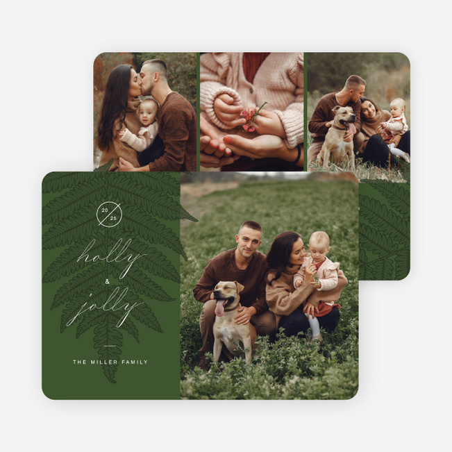 Botanical Watermark Christmas Cards - Green