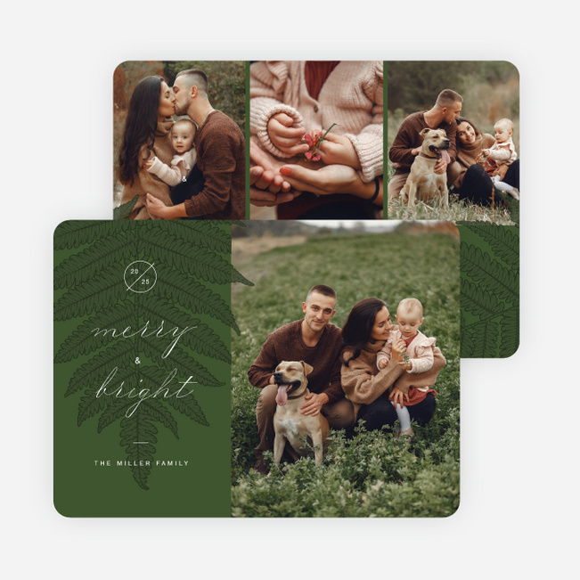 Botanical Watermark Holiday Cards and Invitations - Green