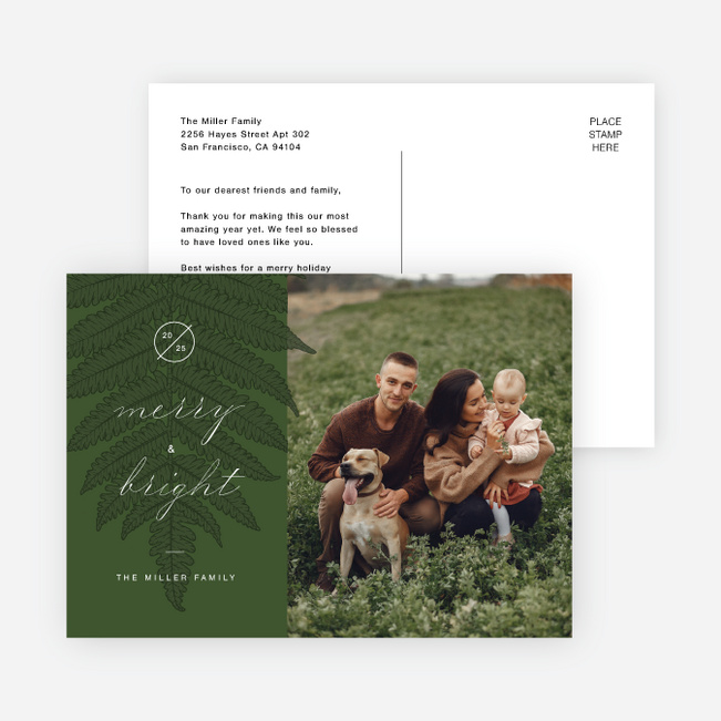 Botanical Watermark Holiday Cards and Invitations - Green