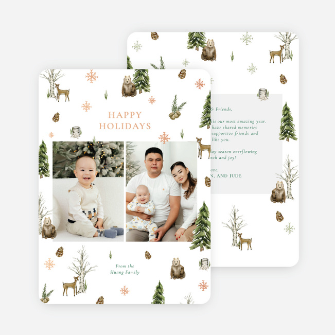 Foil Forest Holiday Cards and Invitations - Pink