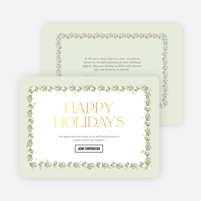 Foil Garland Glow Corporate Holiday Cards & Corporate Christmas Cards - Yellow
