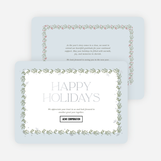 Foil Garland Glow Corporate Holiday Cards & Corporate Christmas Cards - Gray