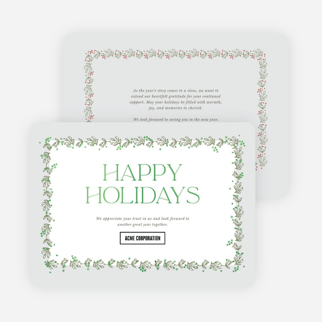 Foil Garland Glow Corporate Holiday Cards & Corporate Christmas Cards - Green