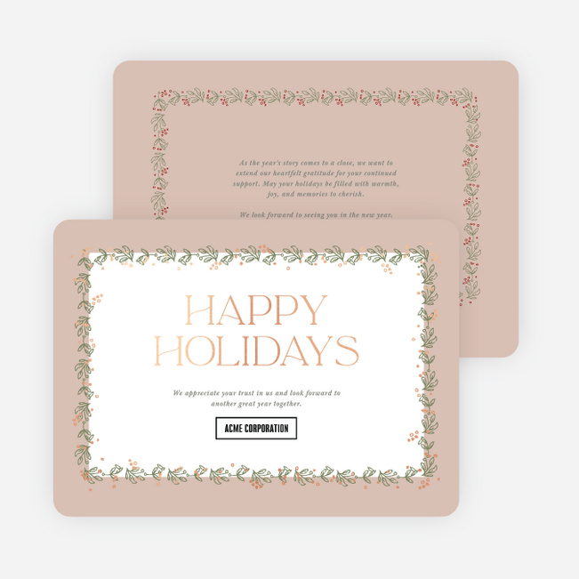 Foil Garland Glow Corporate Holiday Cards & Corporate Christmas Cards - Pink