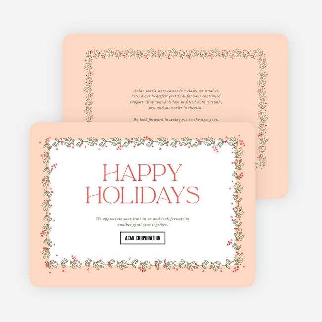 Foil Garland Glow Corporate Holiday Cards & Corporate Christmas Cards - Red
