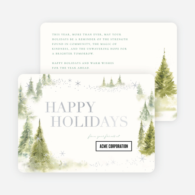 Foil Whispering Woods Corporate Holiday Cards & Corporate Christmas Cards - Gray