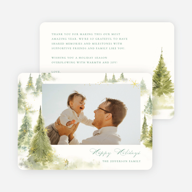 Foil Whispering Woods Holiday Cards and Invitations - Yellow