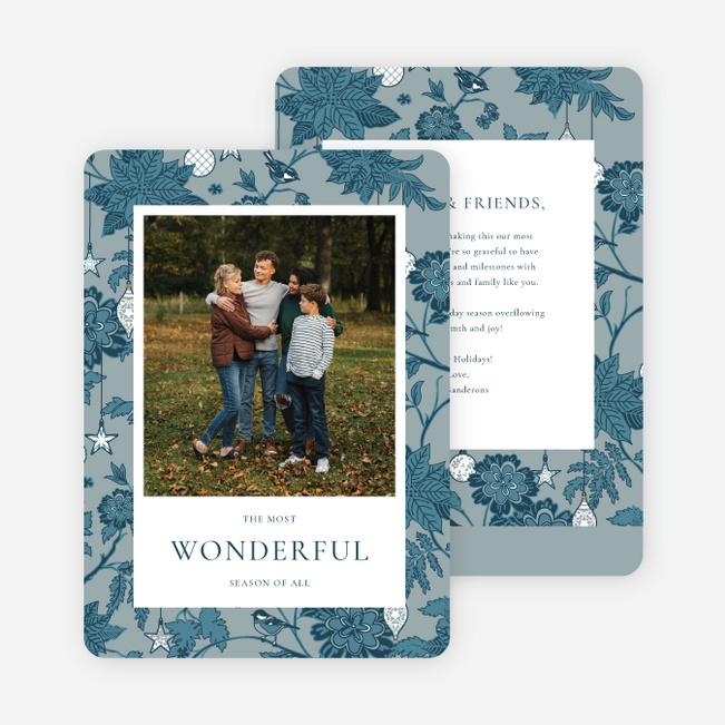 Seasonal Tangle Holiday Cards and Invitations - Blue