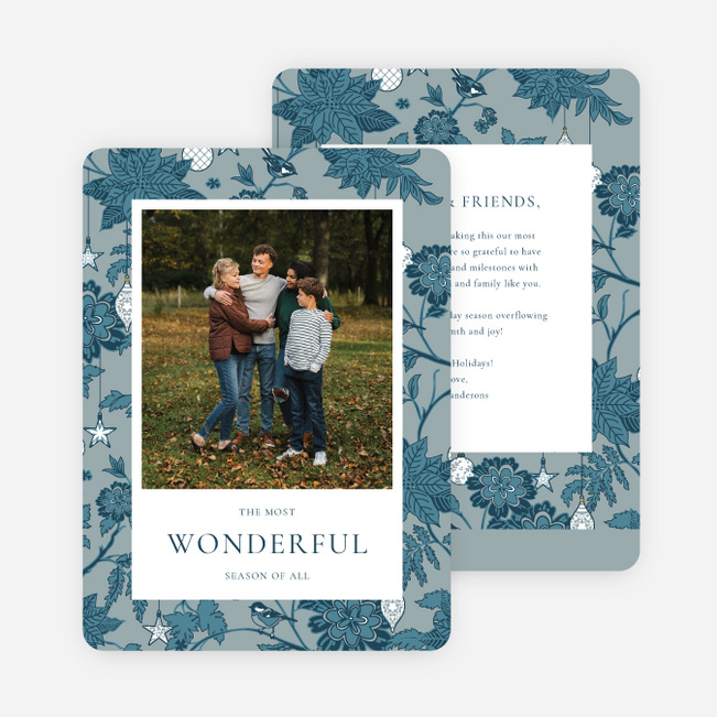 Seasonal Tangle Holiday Cards and Invitations - Blue