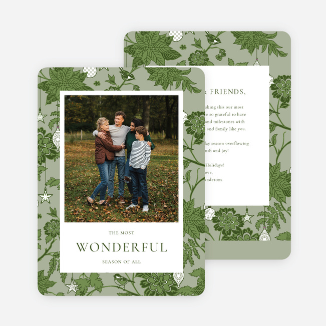 Seasonal Tangle Holiday Cards and Invitations - Green