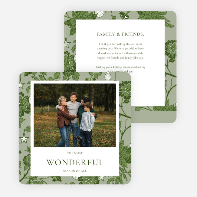 Seasonal Tangle Holiday Cards and Invitations - Green