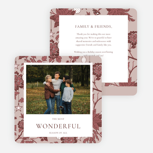 Seasonal Tangle Holiday Cards and Invitations - Red