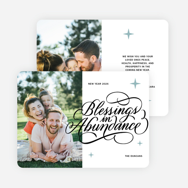 Abundant Blessings Holiday Cards and Invitations - Blue