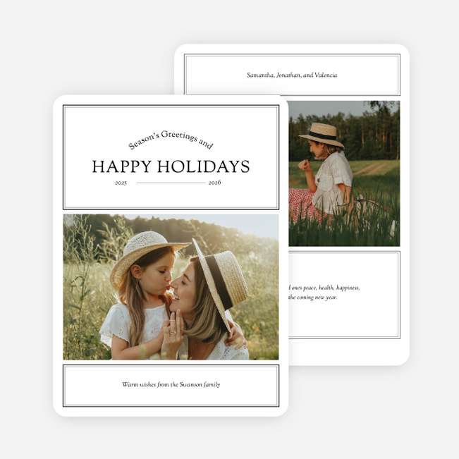 Cheerful Blessings Holiday Cards and Invitations - White