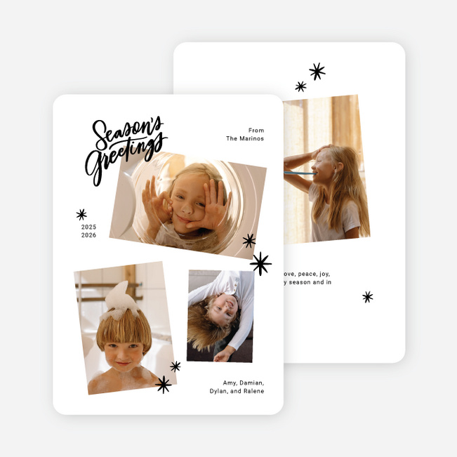 Hand-Drawn Stars Holiday Cards and Invitations - White