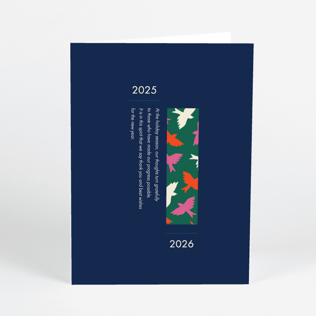 Lovely Bird Pattern Business and Corporate Holiday Cards - Blue