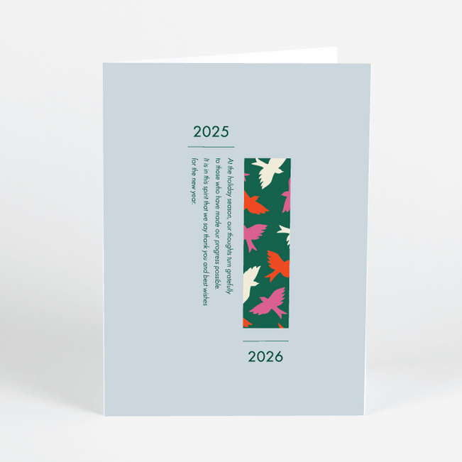 Lovely Bird Pattern Business and Corporate Holiday Cards - Gray