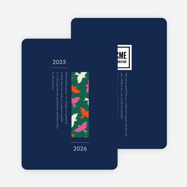 Lovely Bird Pattern Business and Corporate Holiday Cards - Blue