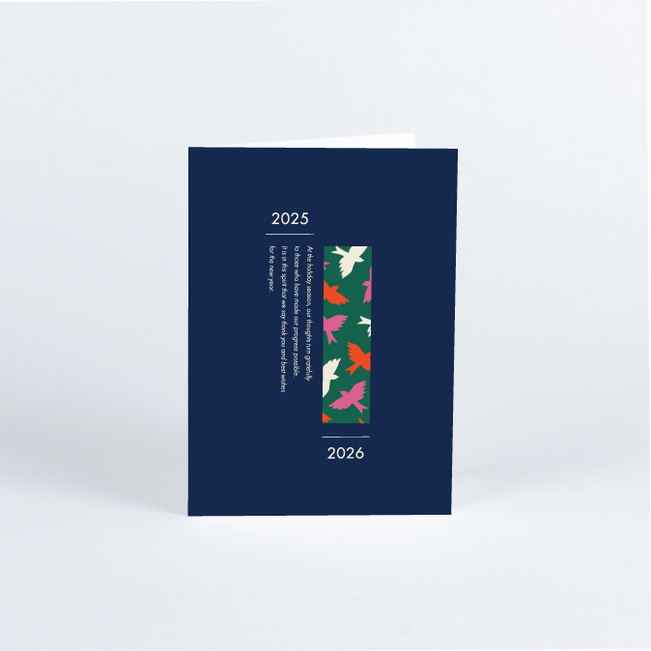 Lovely Bird Pattern Business and Corporate Holiday Cards - Blue