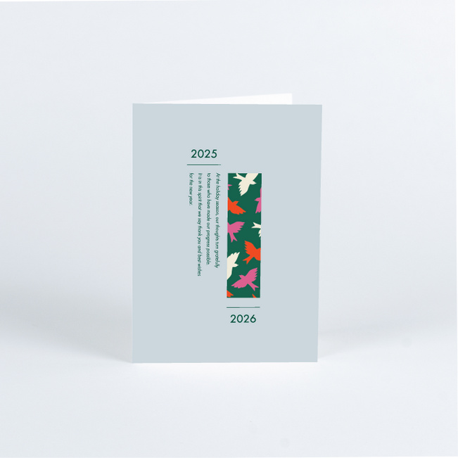 Lovely Bird Pattern Business and Corporate Holiday Cards - Gray