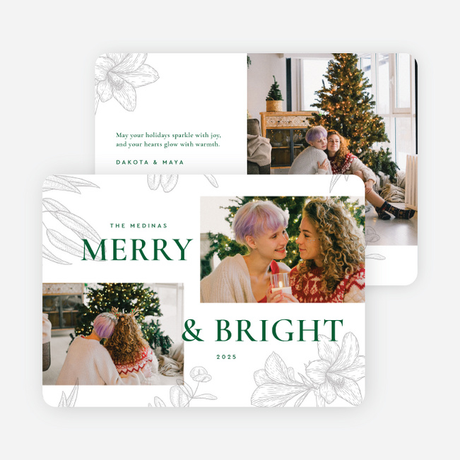 Muted Florets Christmas Cards - Green