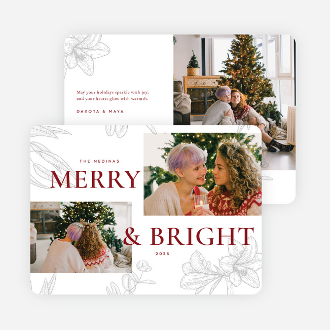 Muted Florets Christmas Cards - Red