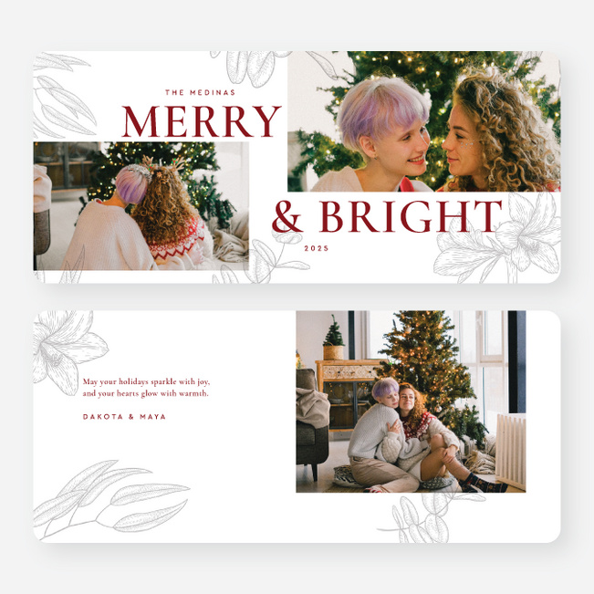 Muted Florets Christmas Cards - Red