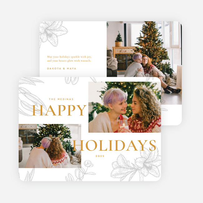 Muted Florets Holiday Cards and Invitations - Yellow