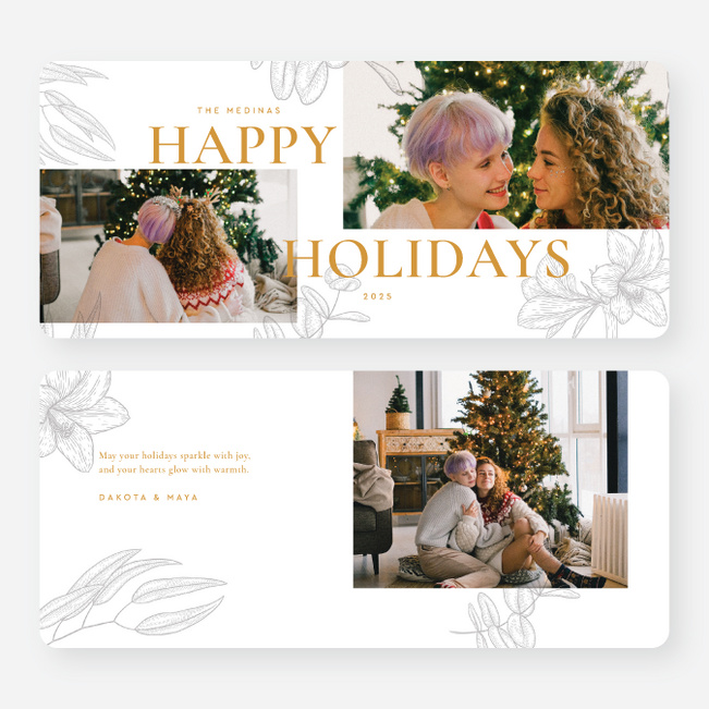 Muted Florets Holiday Cards and Invitations - Yellow