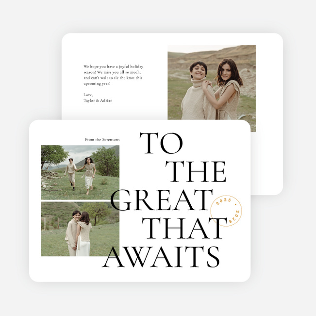 New Year Waiting Christmas Cards - White