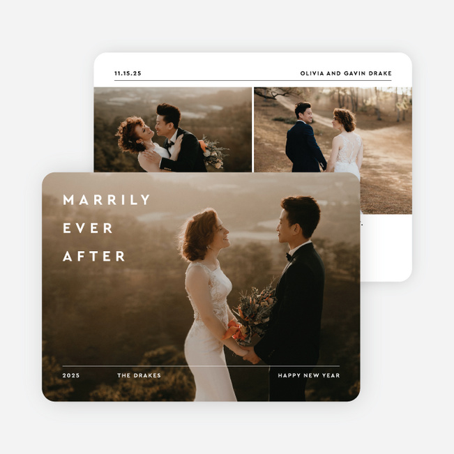 Newly Wedded Bliss New Year Cards and Invitations - White