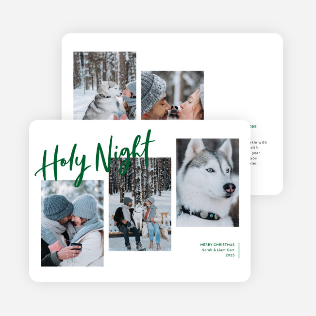 Rising Peaceful Nights Christmas Cards - Green