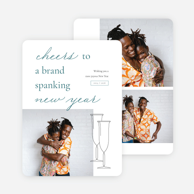 Brand Spanking Cheer New Year Cards and Invitations - Blue