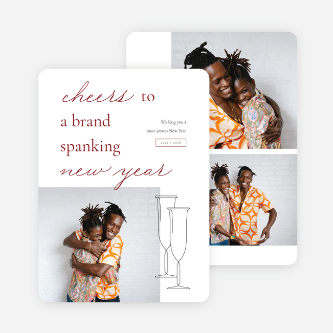 Brand Spanking Cheer New Year Cards and Invitations - Red