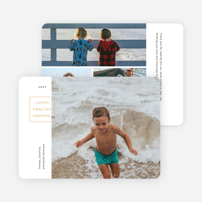 Happy Healthy Hopeful Holiday Cards and Invitations - White