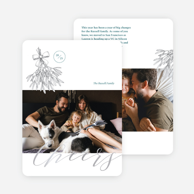 Mistletoe Cheers Holiday Cards and Invitations - Gray