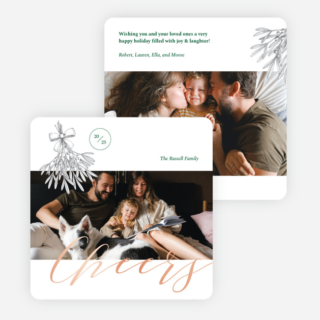 Mistletoe Cheers Holiday Cards and Invitations - Pink