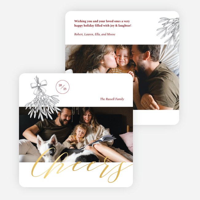 Mistletoe Cheers Holiday Cards and Invitations - Yellow