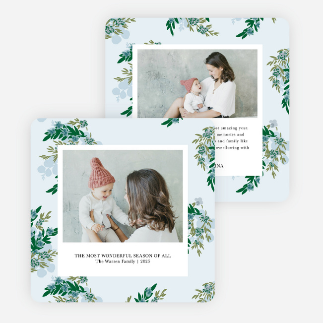 Patterned Serenity Holiday Cards and Invitations - Blue