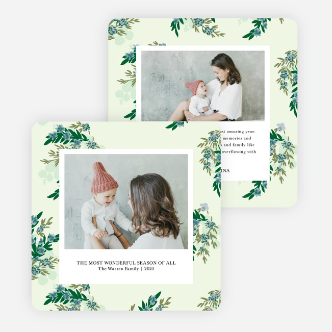 Patterned Serenity Holiday Cards and Invitations - Green