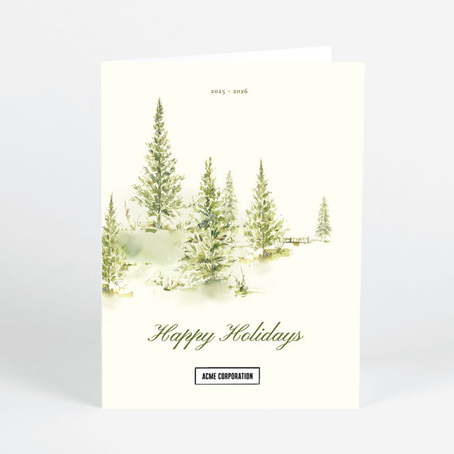 Peaceful Pines Corporate Holiday Cards & Corporate Christmas Cards - Green