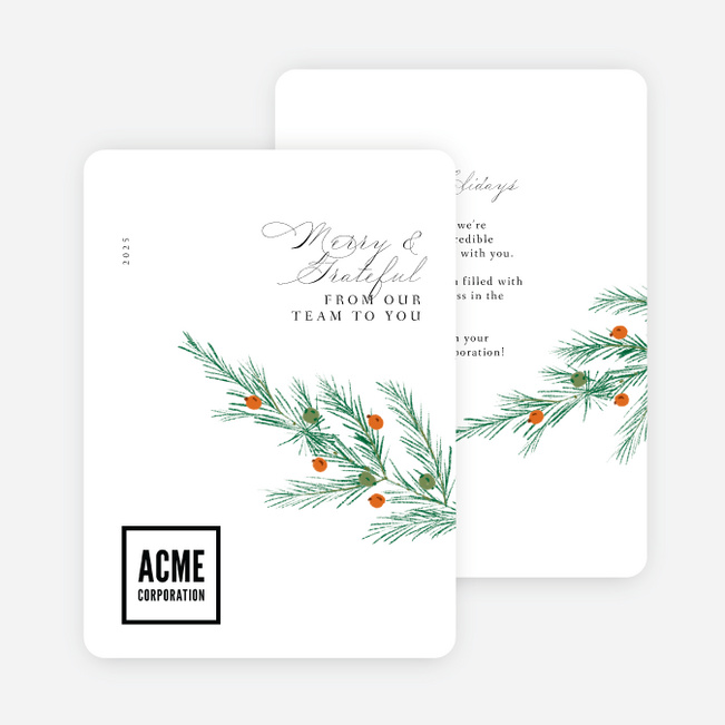 Pine & Dandy Corporate Holiday Cards & Corporate Christmas Cards - White