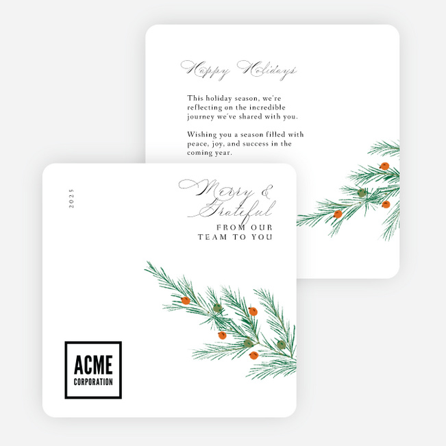 Pine & Dandy Corporate Holiday Cards & Corporate Christmas Cards - White