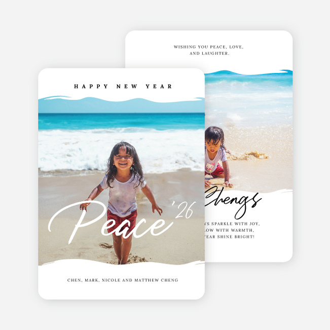 Tranquil Tidings New Year Cards and Invitations - White